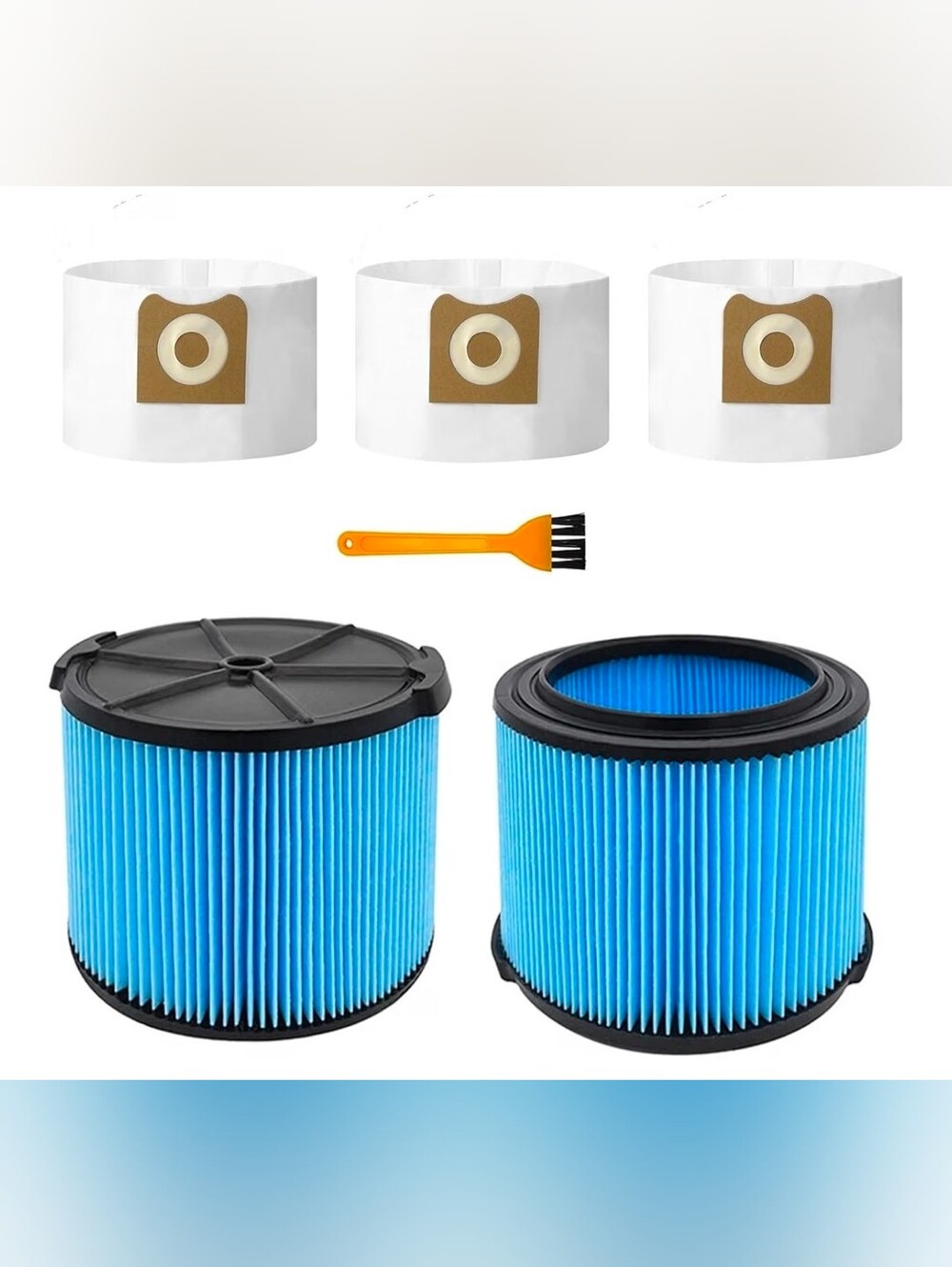 2 Pack VF3500 Filter, Bags, Bush Ridgid Shop Vacuum 3-4.5 Gall Hepa Filters